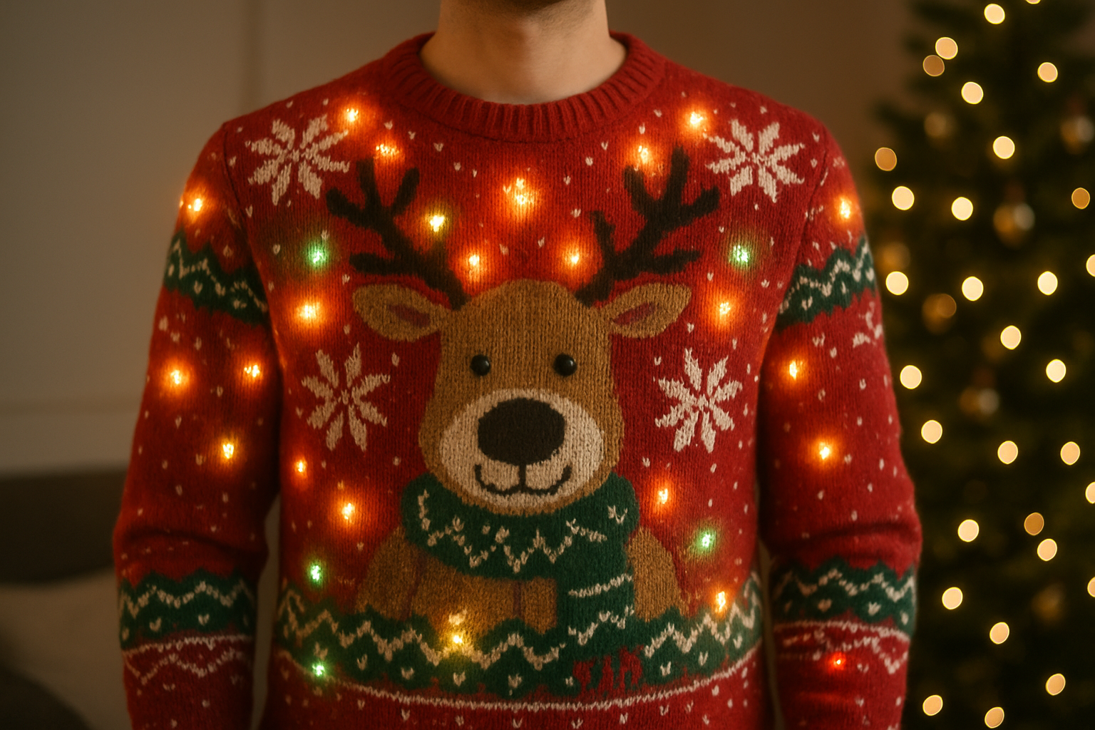 kersttrui met lichtjes - Illustration