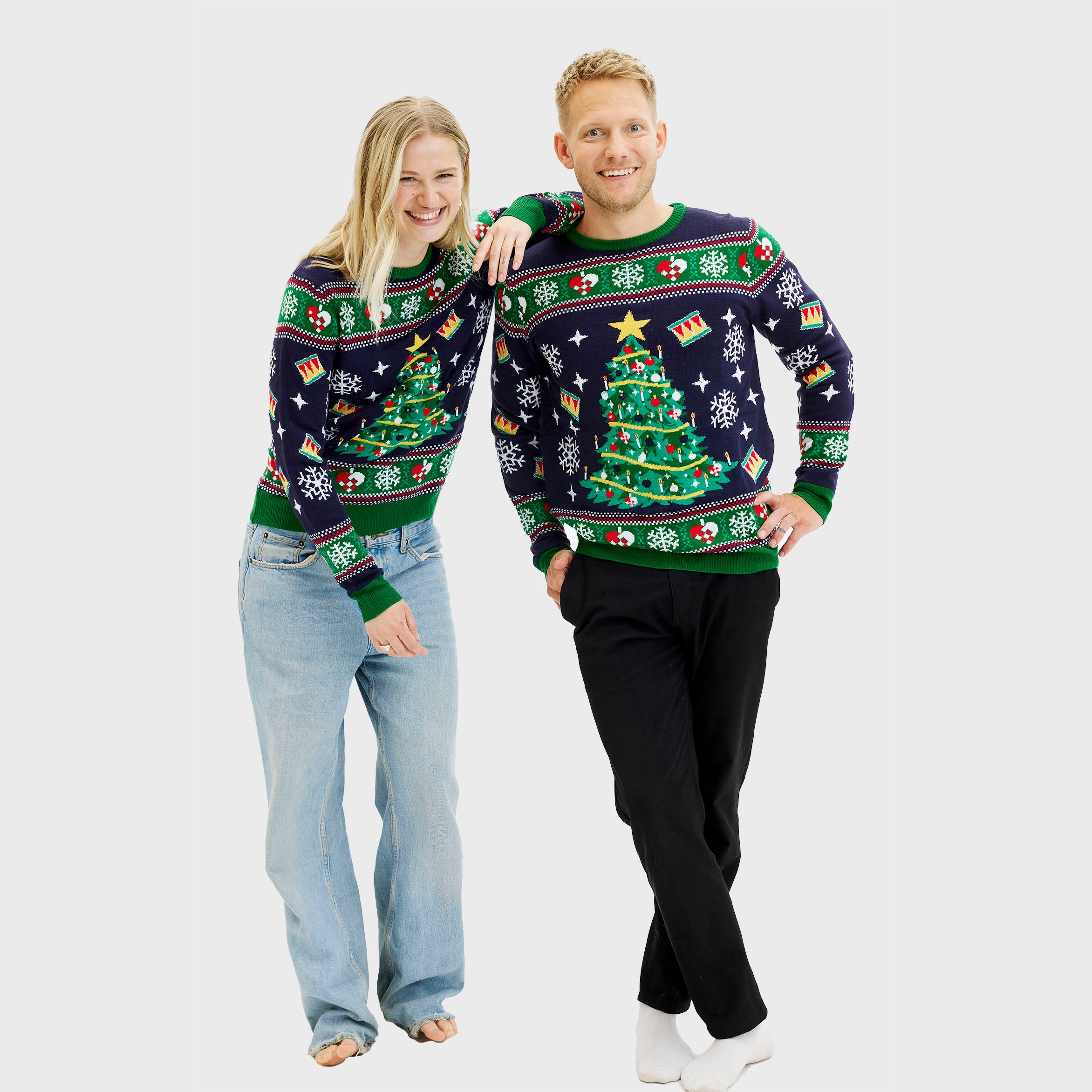 Kerstboom Kersttrui Blauw - Dames