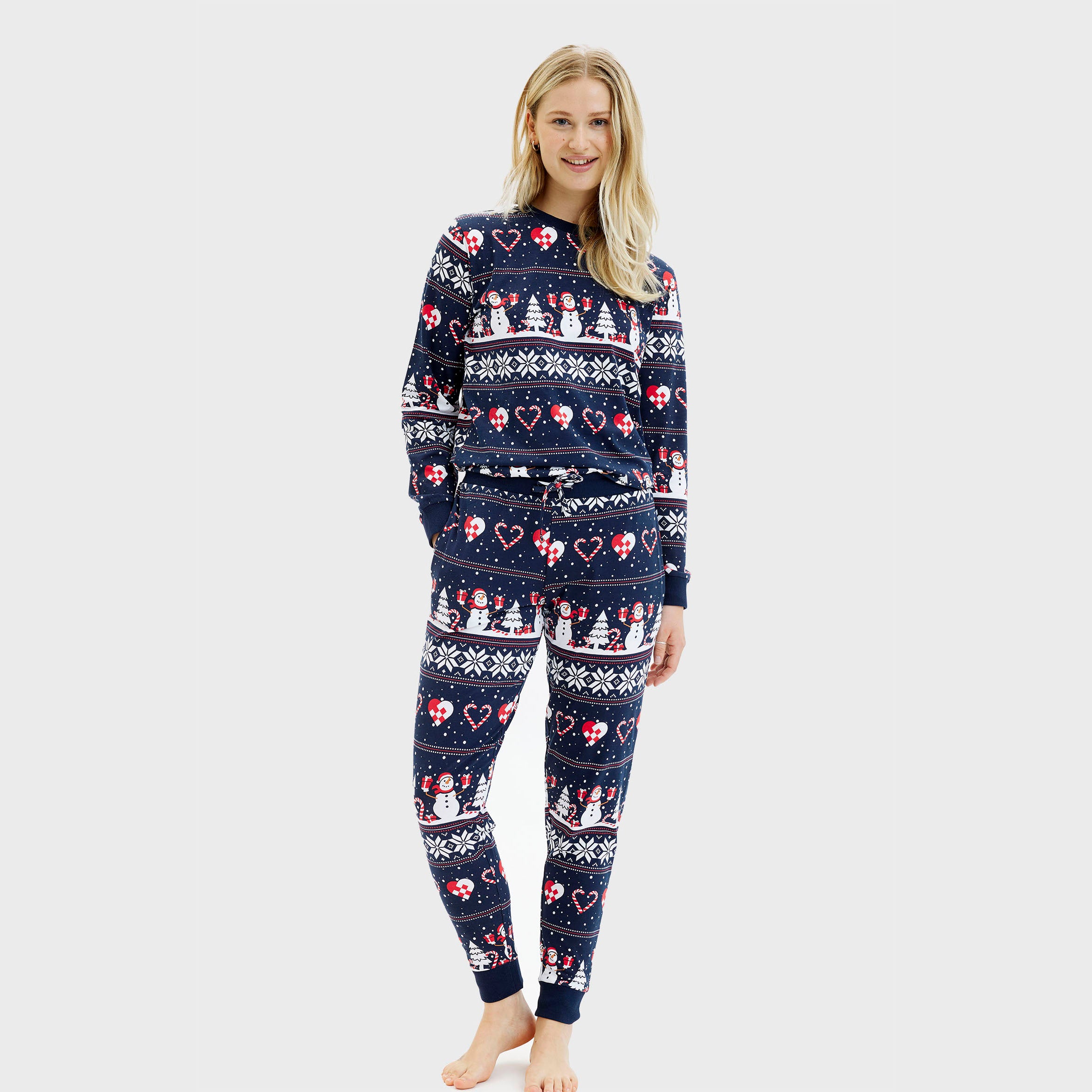 Kersthart Kerstpyjama Navy - Dames.