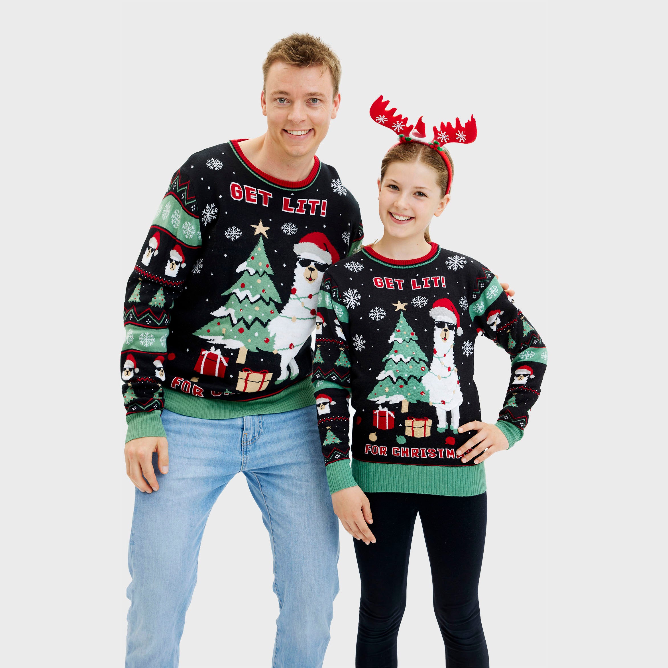 Get Lit Llama Christmas Kersttrui - Dames