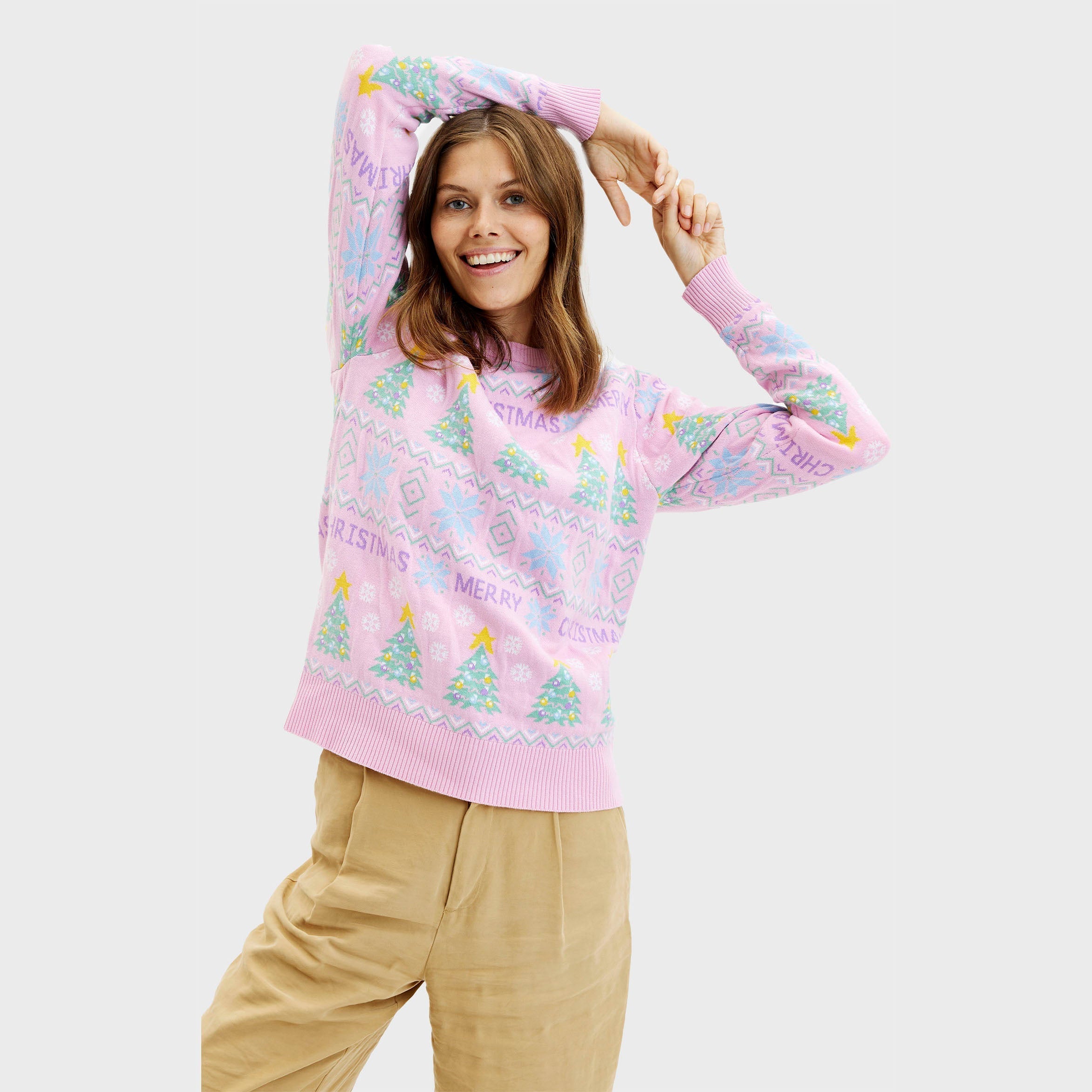 De roze Kersttrui - Damen.