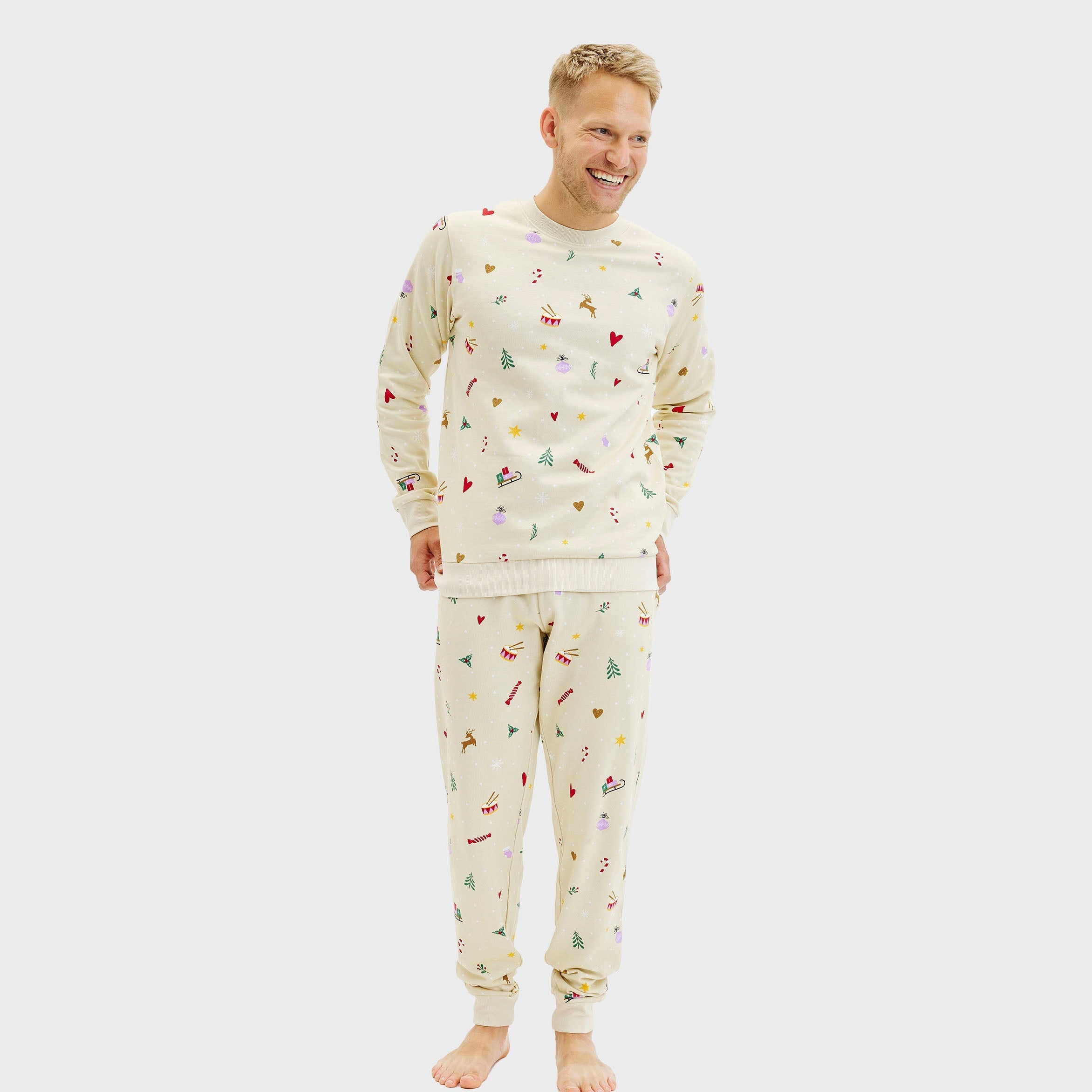 Kerst sweatset beige- Heren.