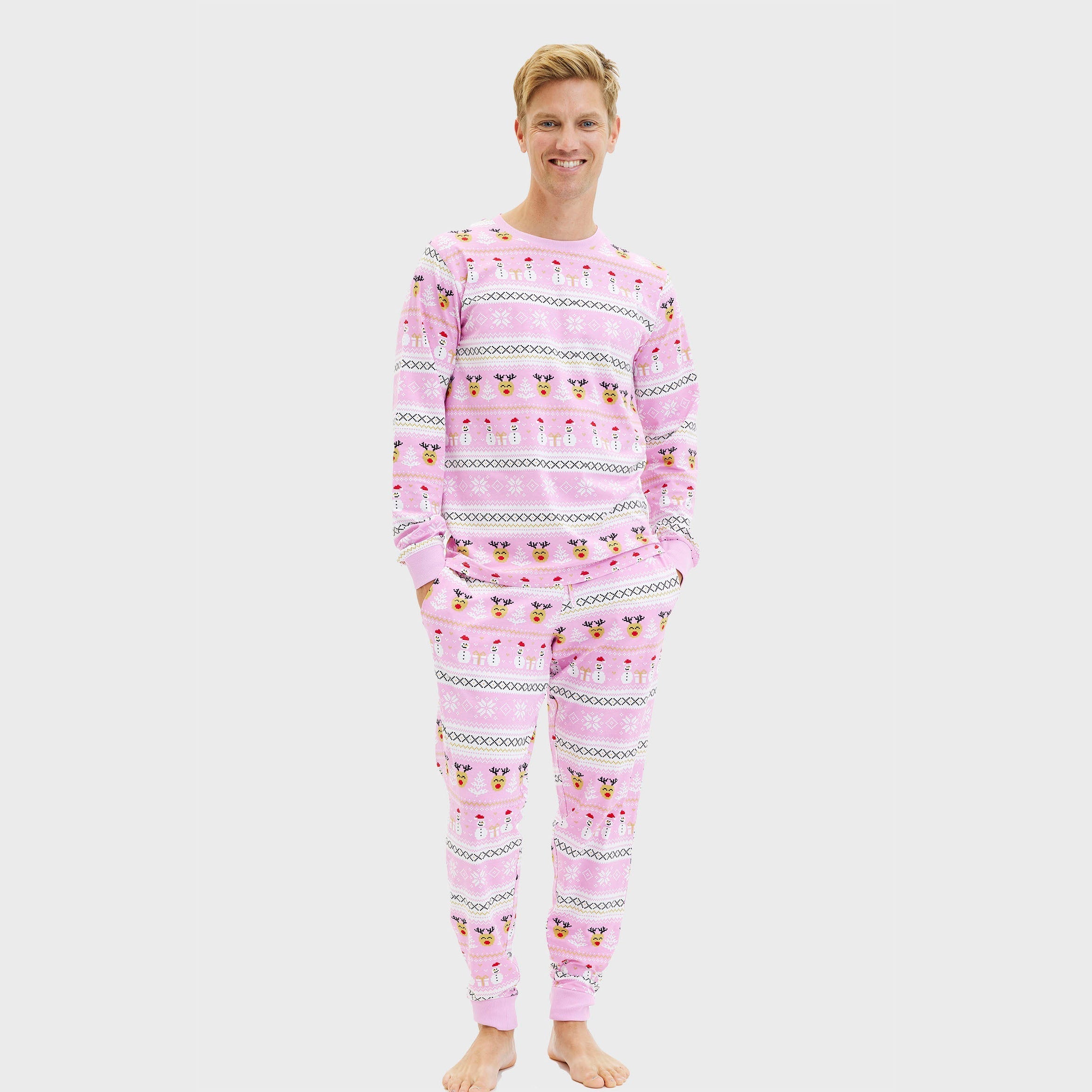 Ultieme kerstpyjama roze - Heren.