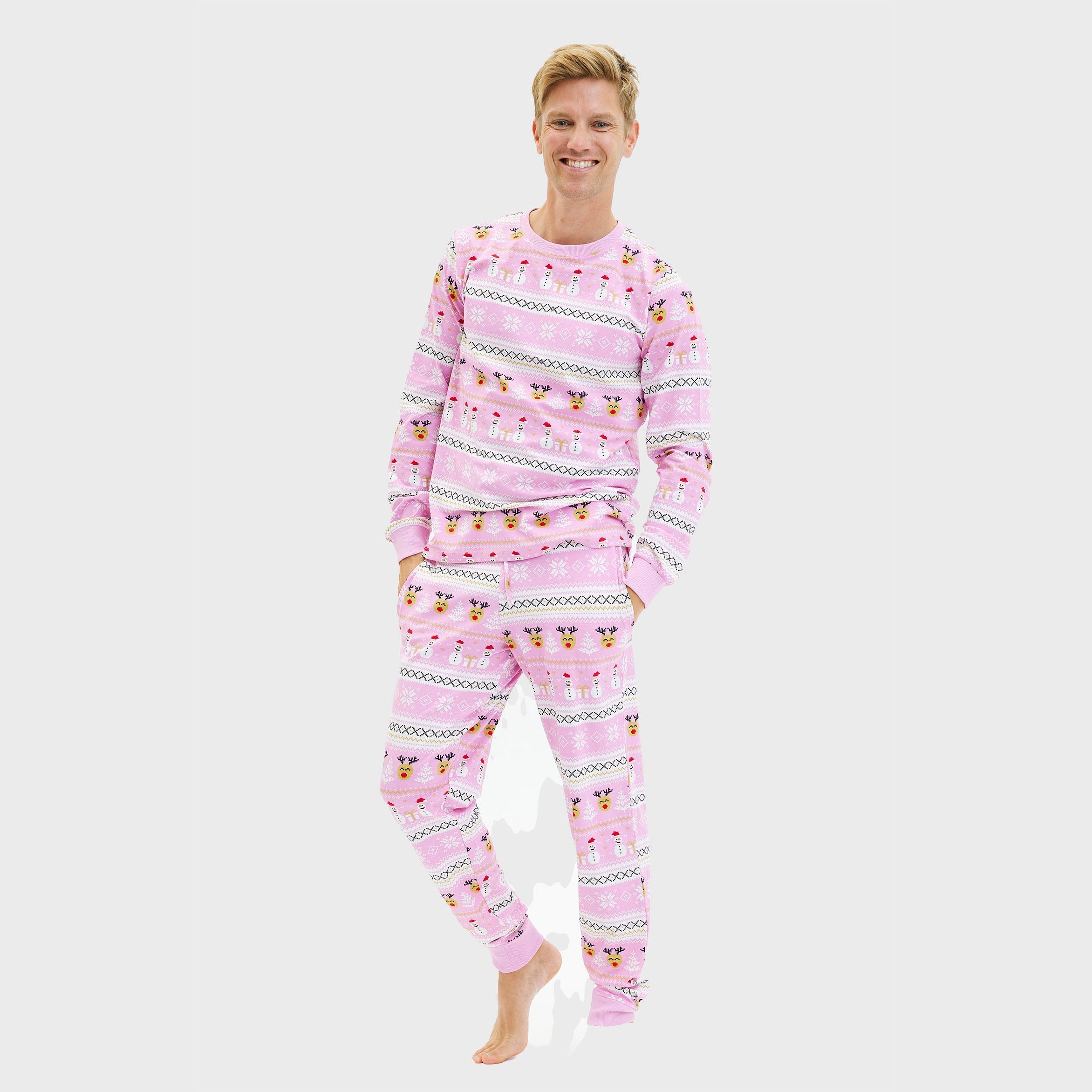 Ultieme kerstpyjama roze - Heren.