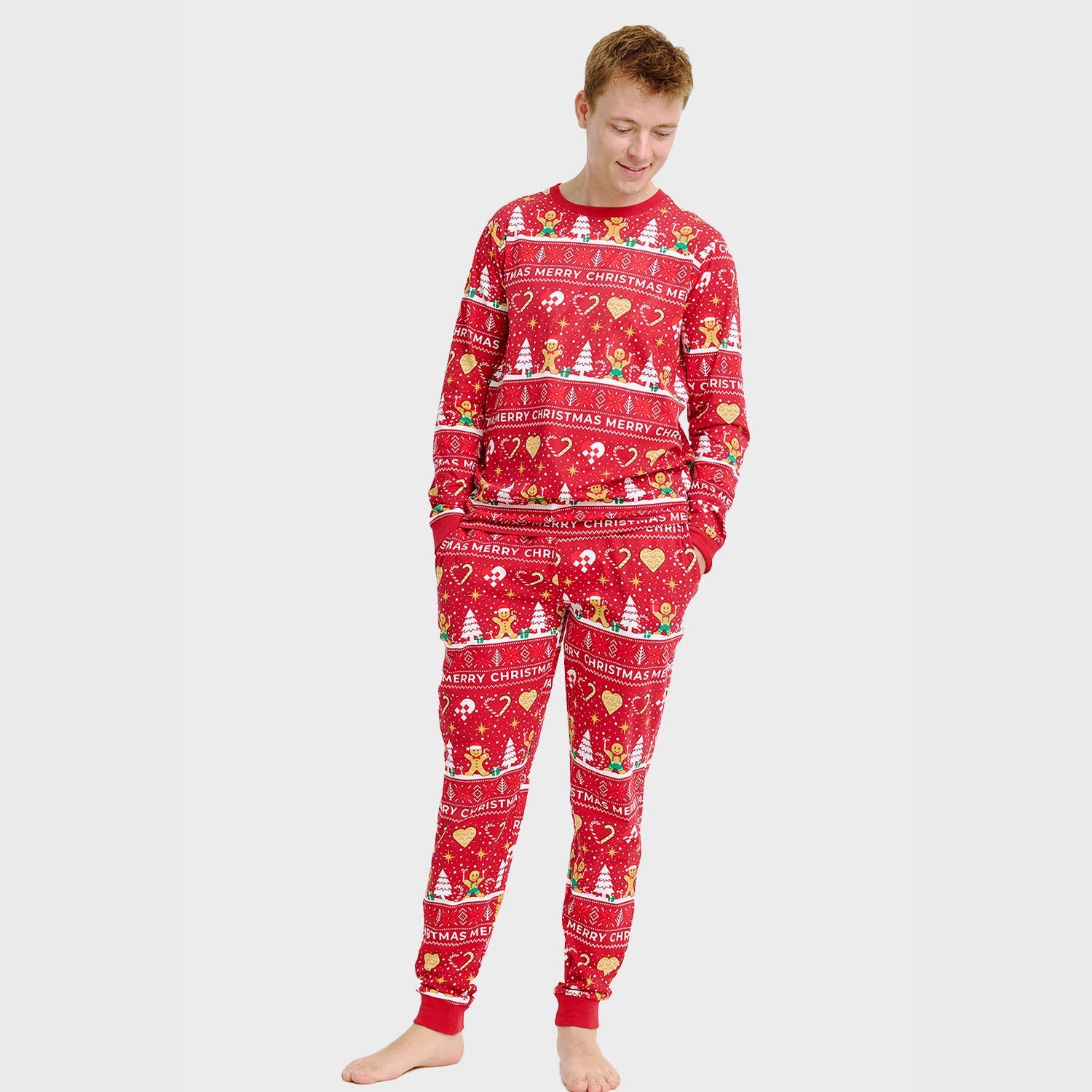 Christmas Cookie kerstpyjama rood – Heren