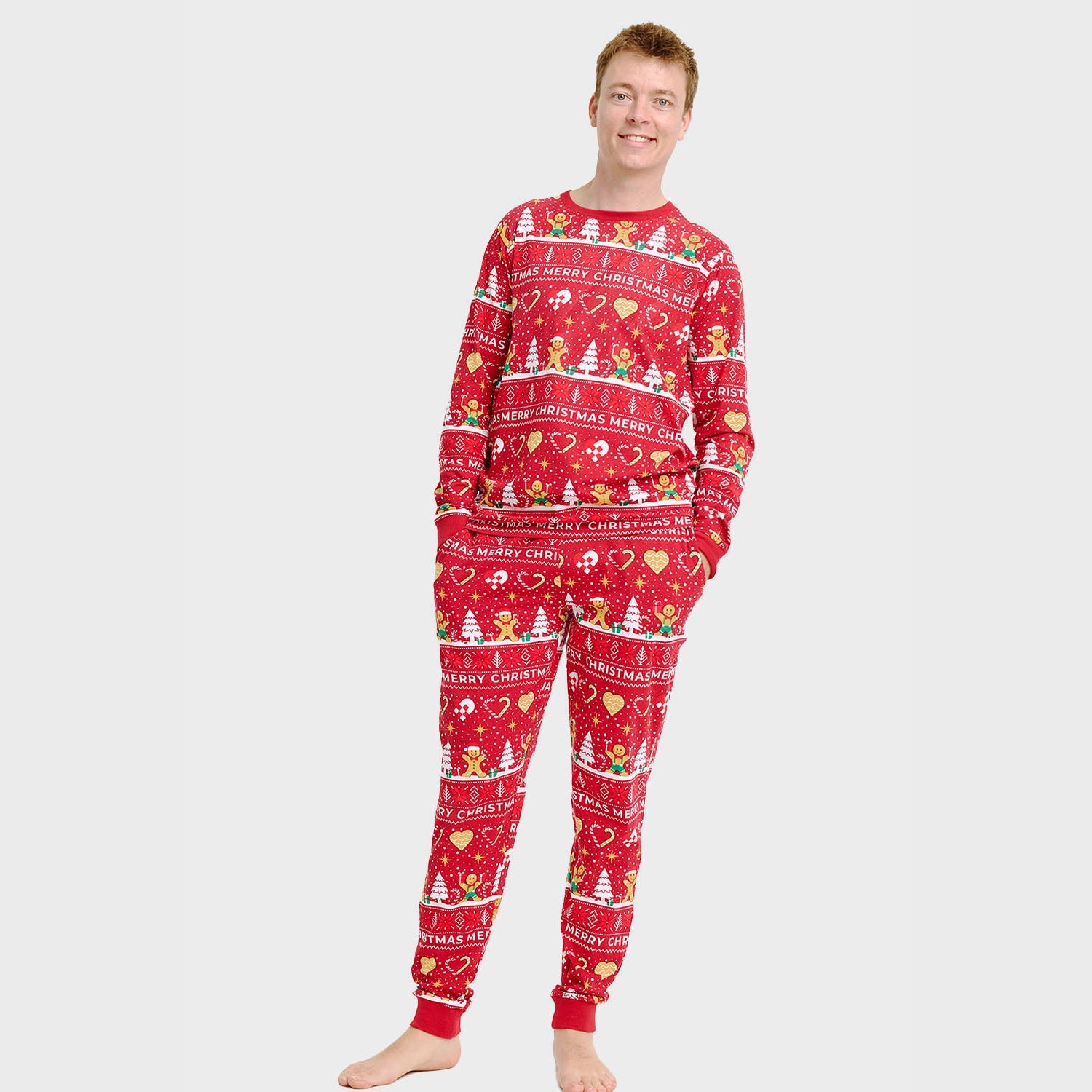Christmas Cookie kerstpyjama rood – Heren