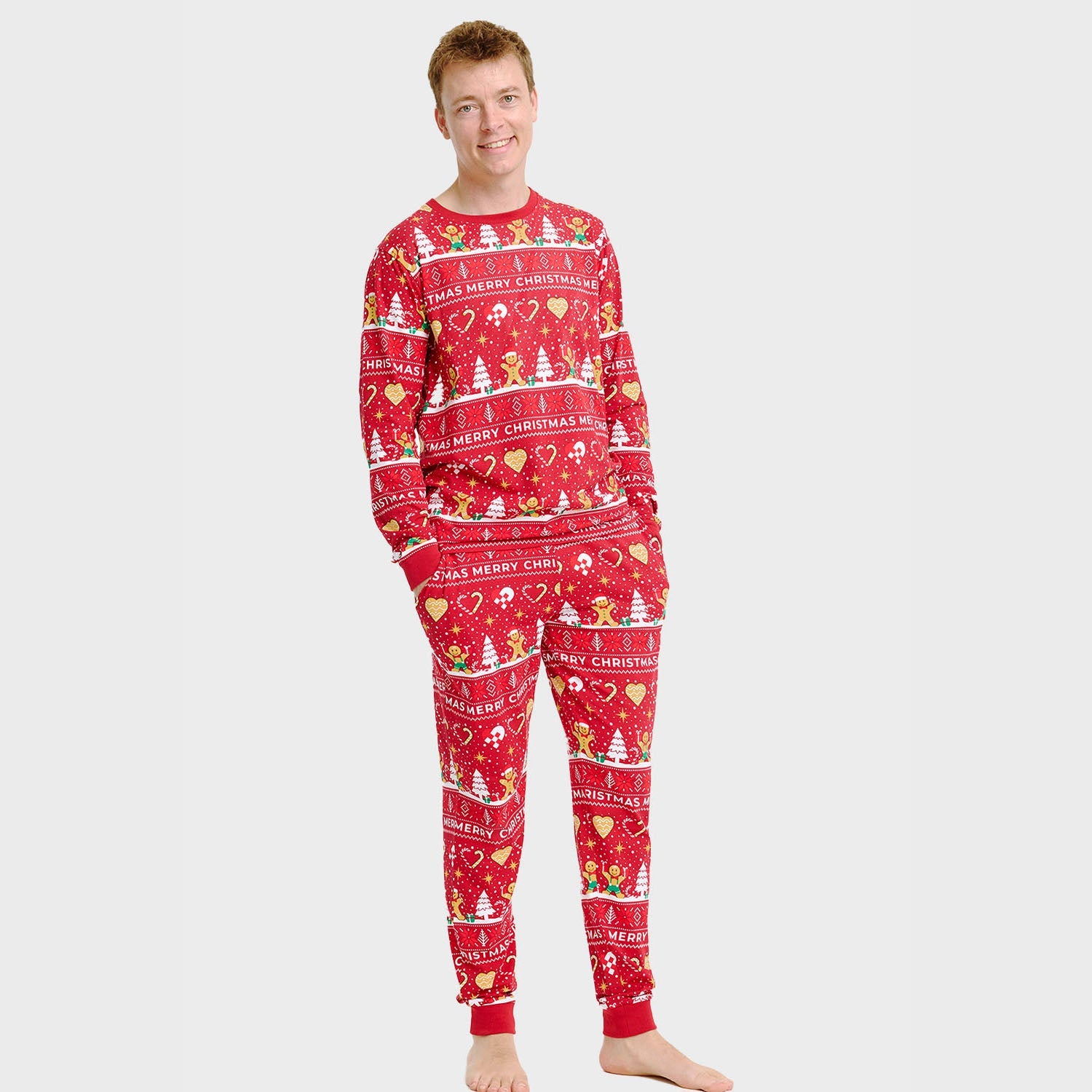 Christmas Cookie kerstpyjama rood – Heren