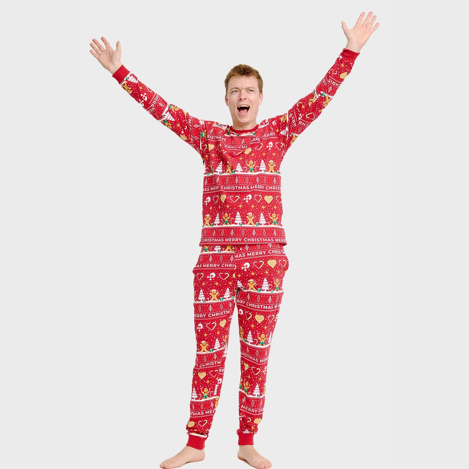 Christmas Cookie kerstpyjama rood – Heren