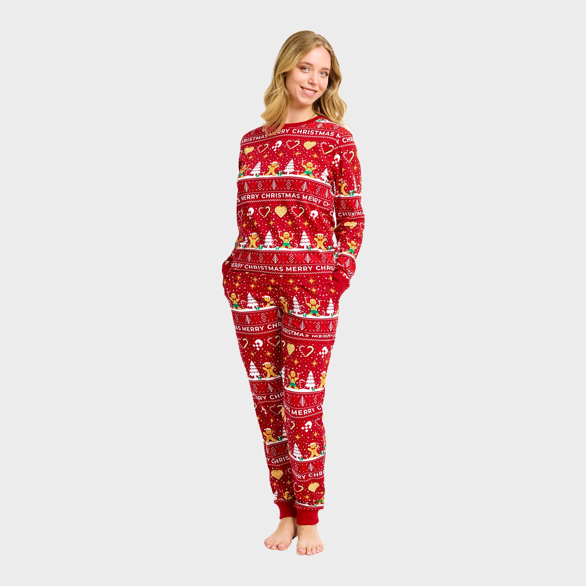 Christmas Cookie kerstpyjama rood – Dames