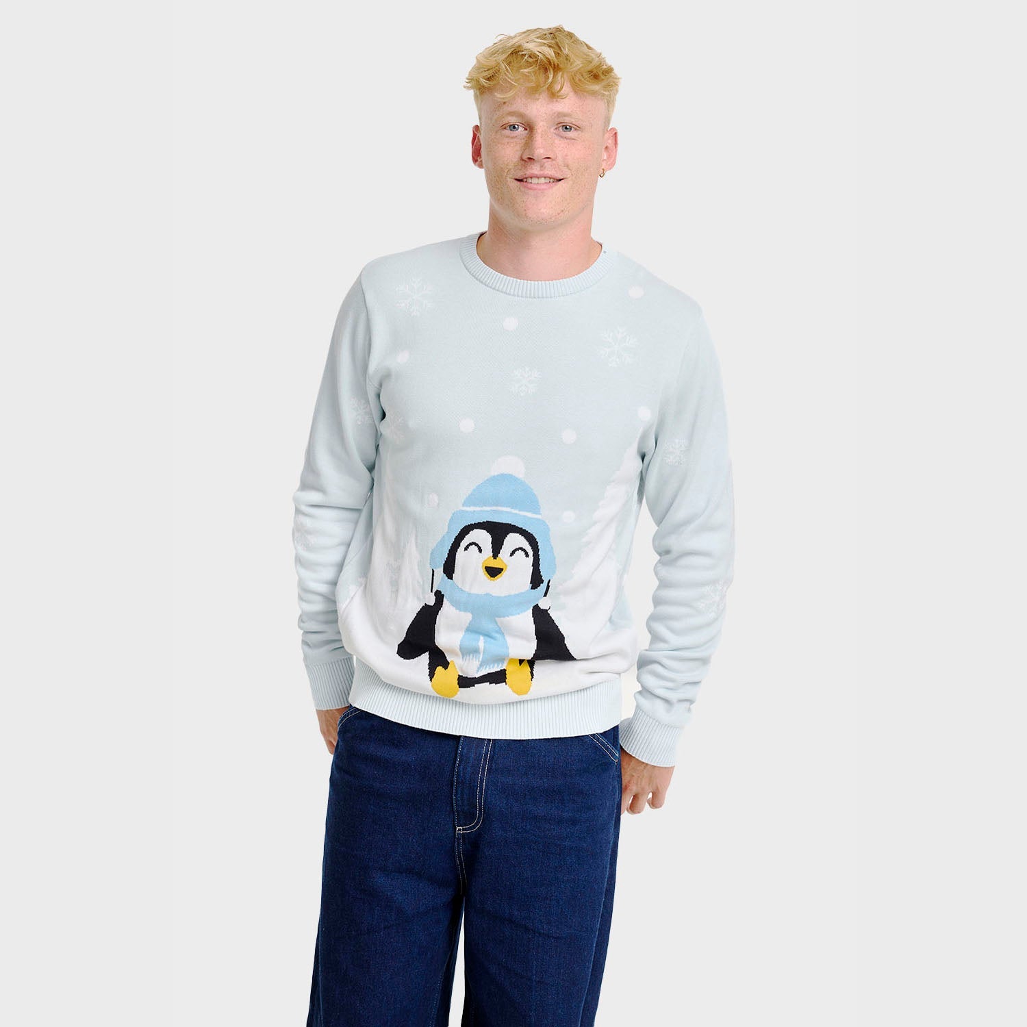 De lieve pinguïn kersttrui – Heren