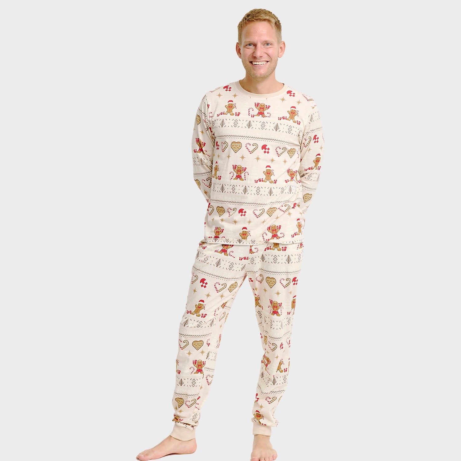 Christmas Cookie kerstpyjama beige – Heren