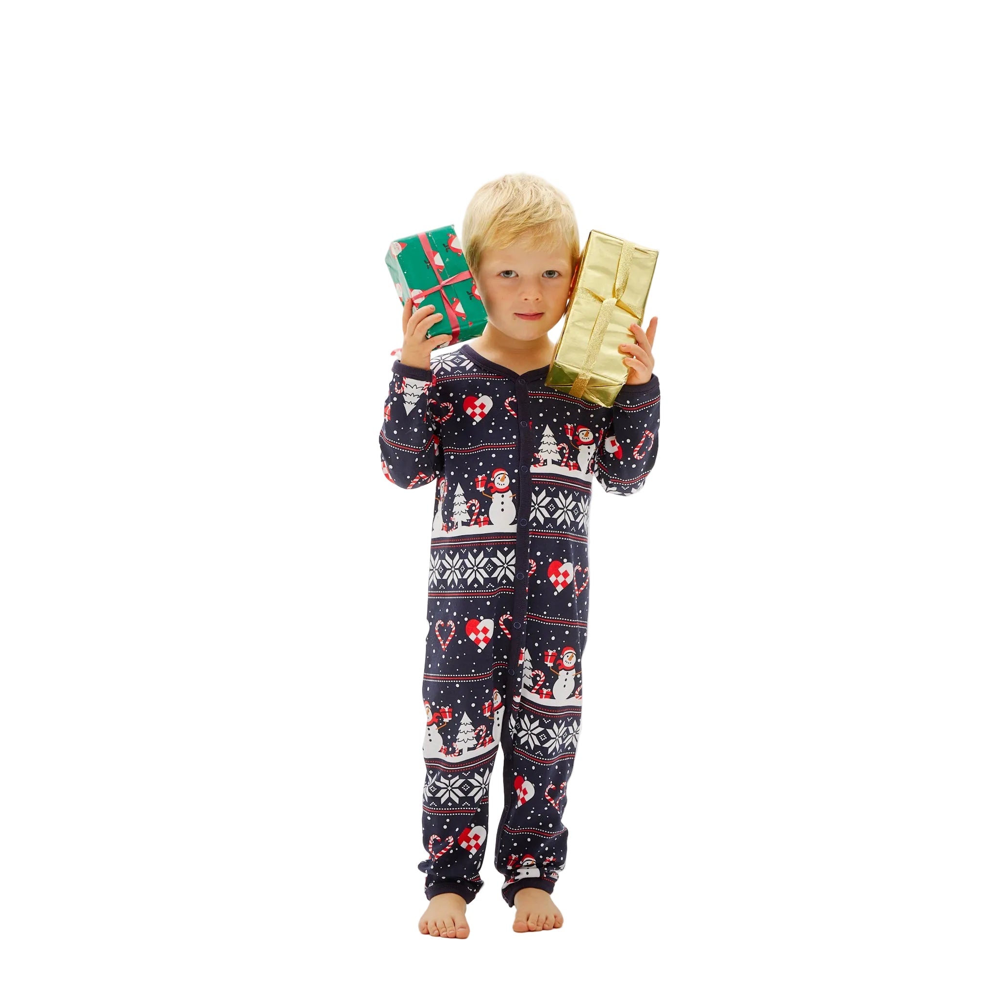 Christmas Heart Jumpsuit Navy - Baby