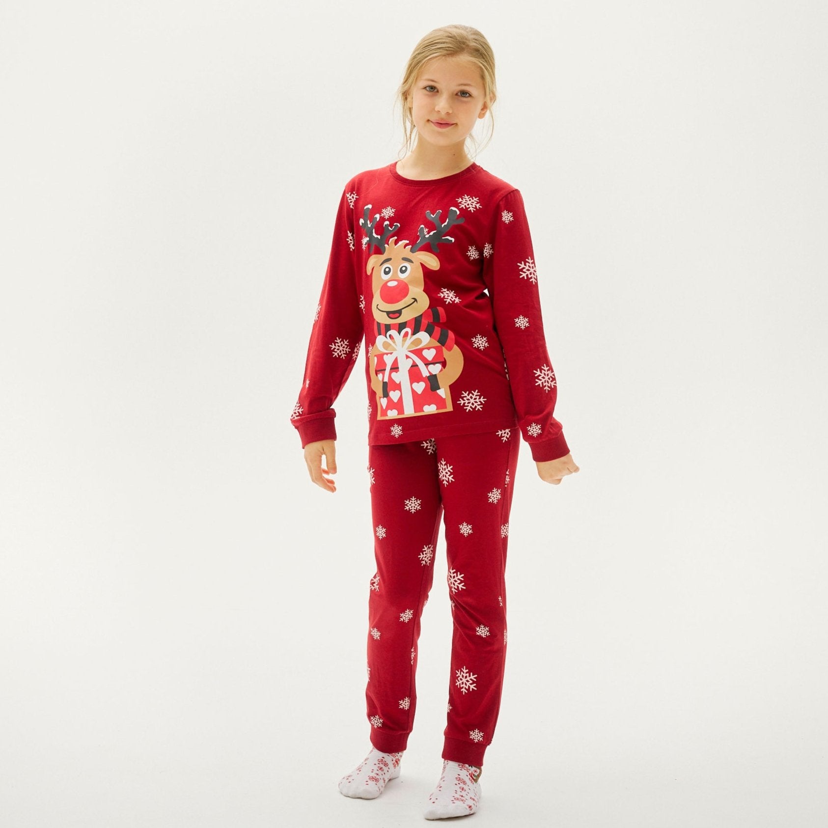 Rudolfs Cute Kerstpyjama Rood - Kinderen.