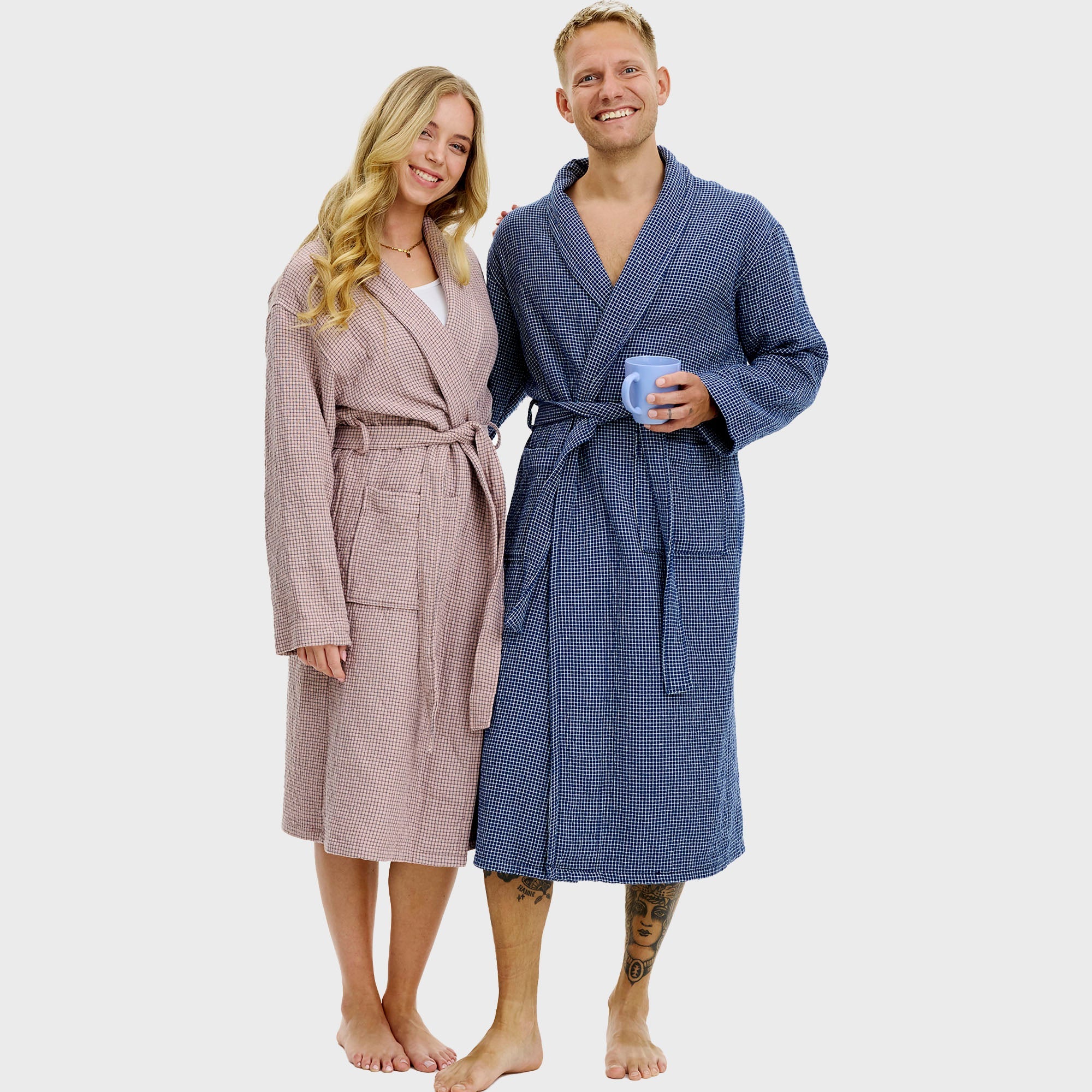 Badjas blauw geruit - onesize