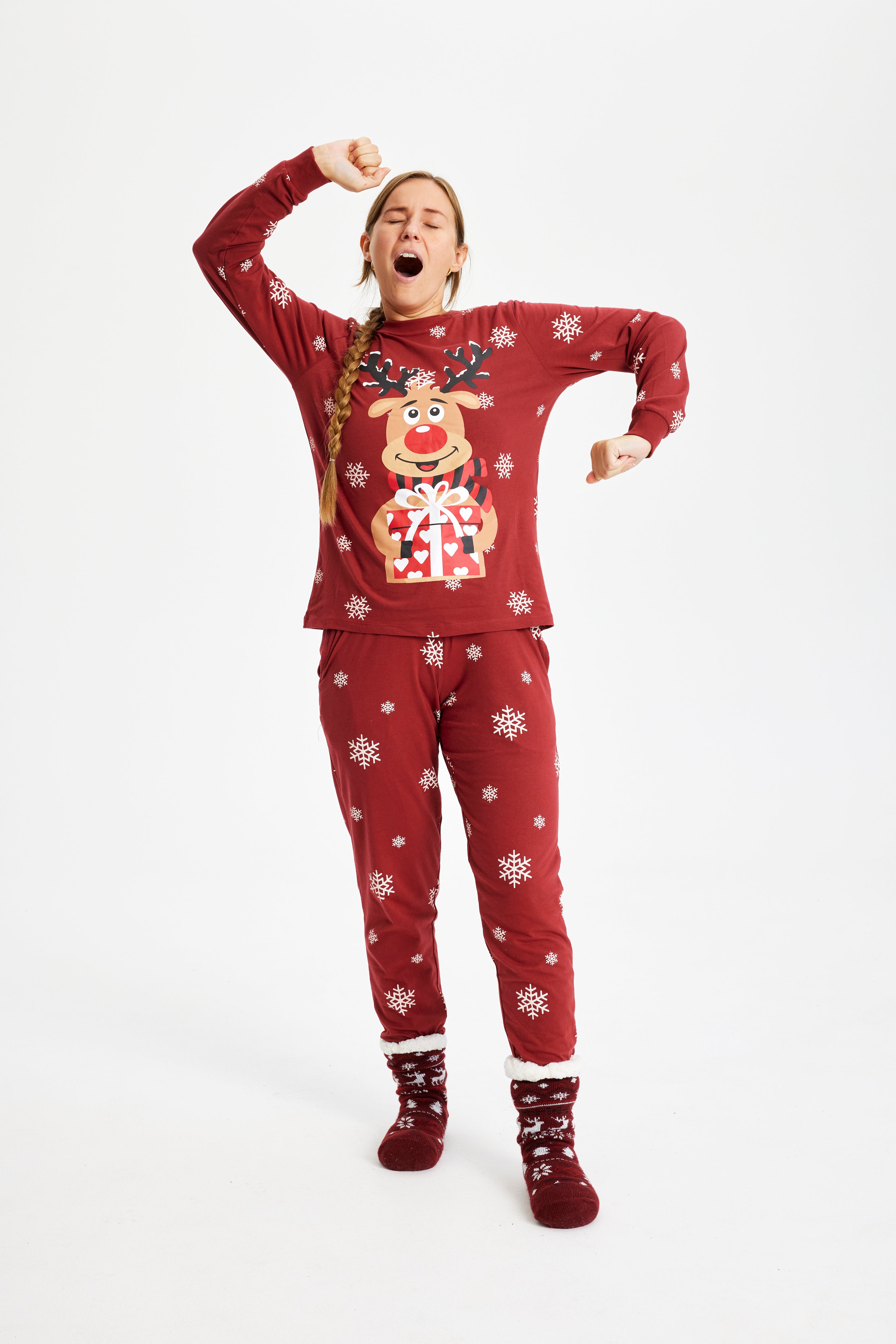 Rudolfs Cute Kerstpyjama Rood - Dames.
