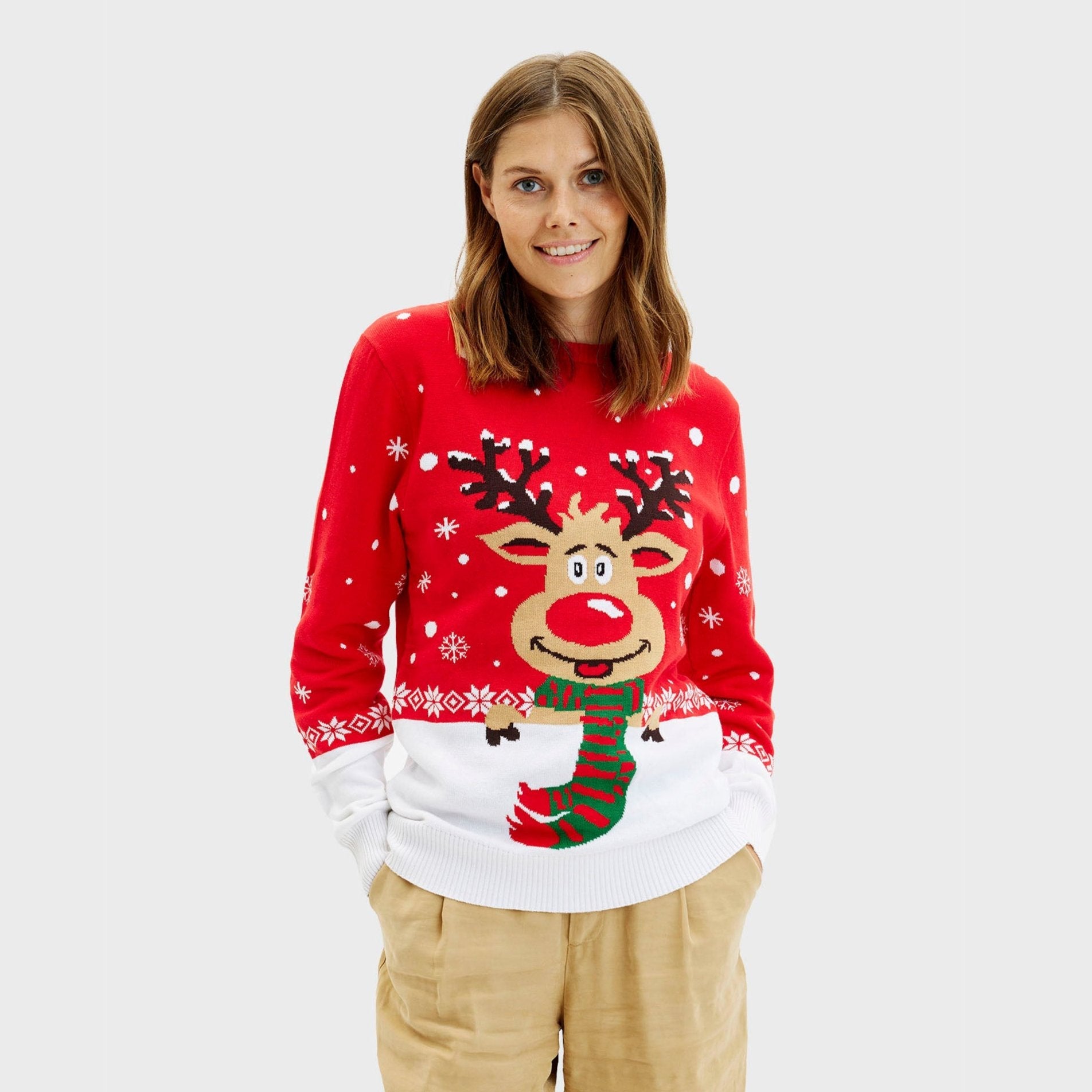 Rudolfs Kersttrui Rood - Dames.