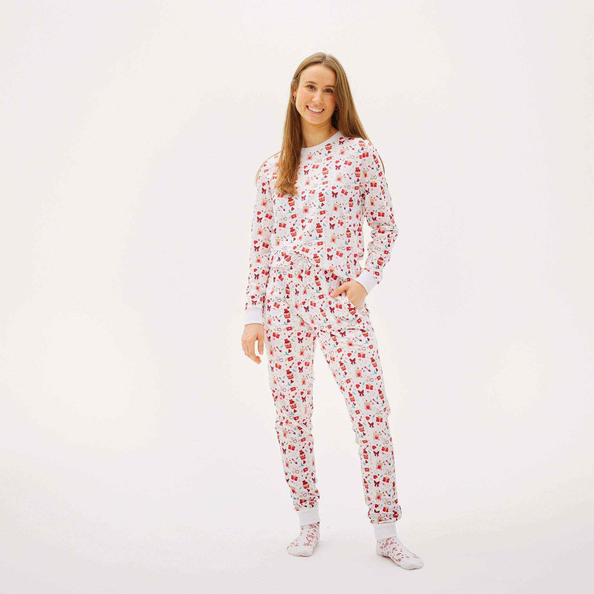 Valentijnsdag Pyjama Wit - Dames