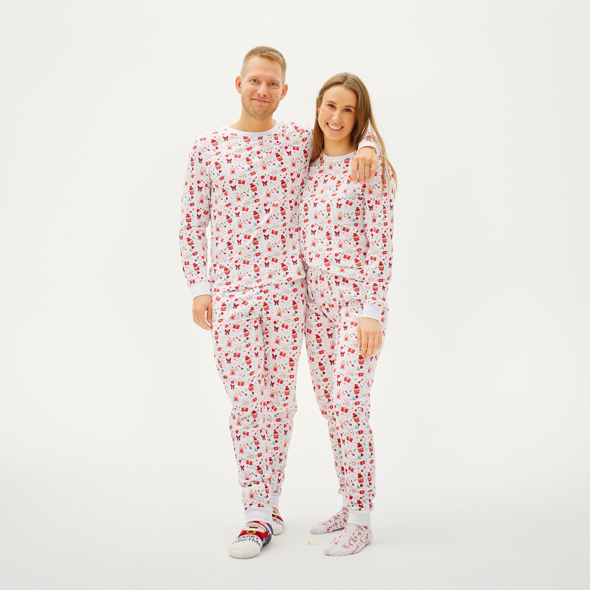 Valentijnsdag Pyjama Wit - Heren