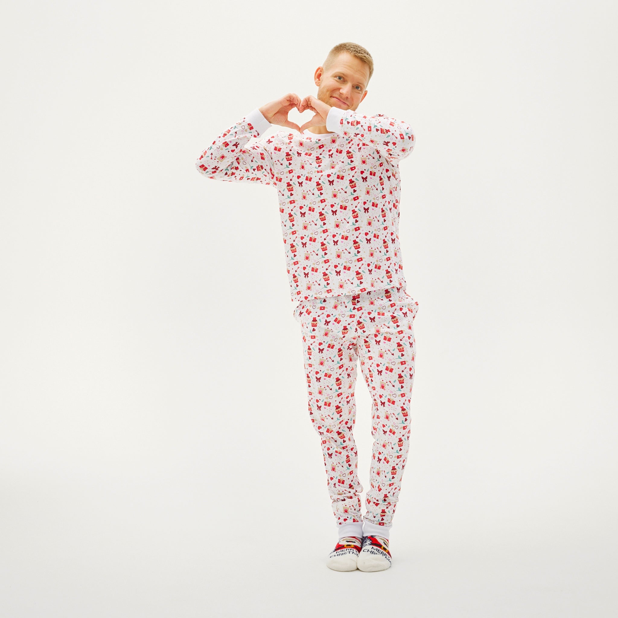Valentijnsdag Pyjama Wit - Heren