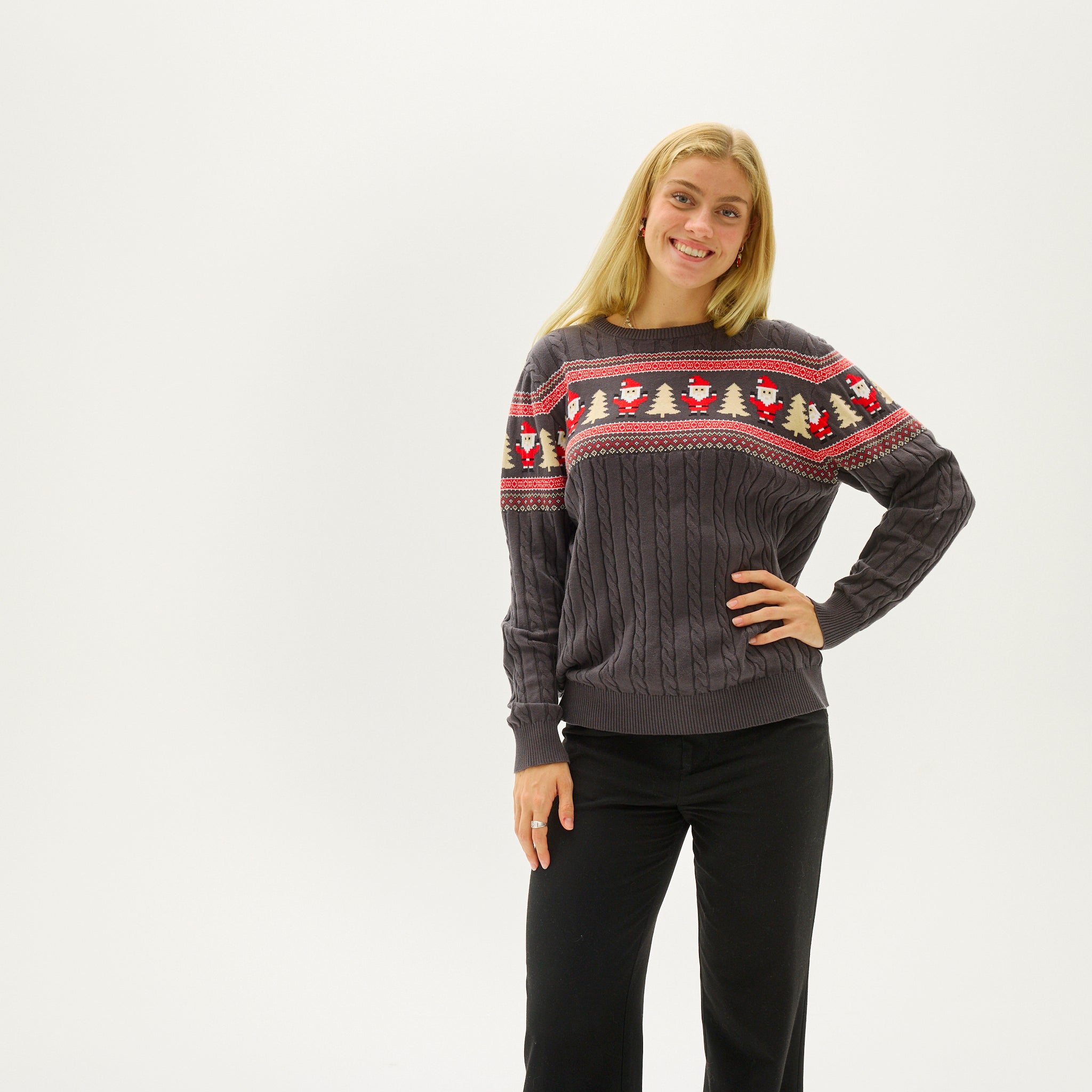 Santa's Cable Knit Sweater - dames.